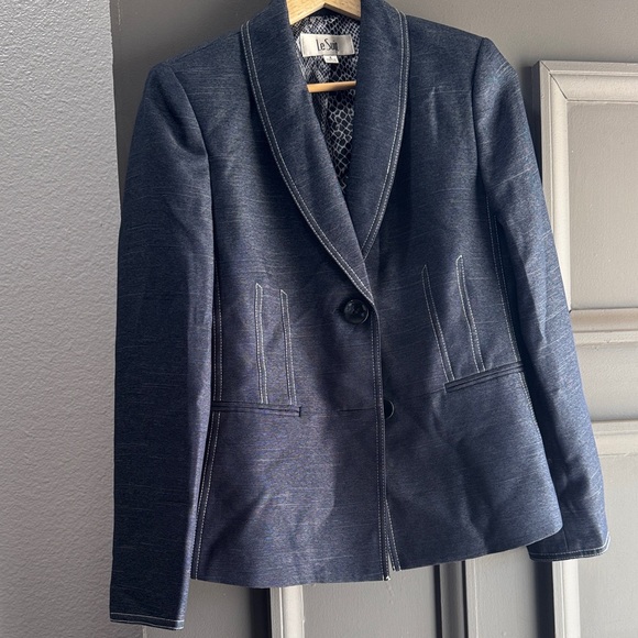 Le Suit Charcoal Blazer Size 6 Pants 6 - Picture 1 of 7